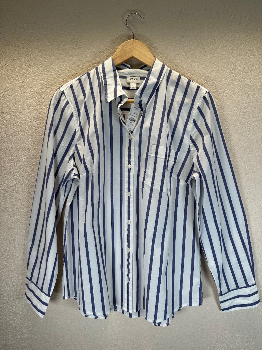 NEW J. Crew Factory Classic Bold Stripe Shirt Women's L Business Nautical 2024